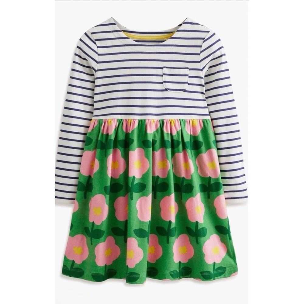 Mini Boden Kids' Hotchpotch Mix Print Long Sleeve Cotton Dress 2-3x